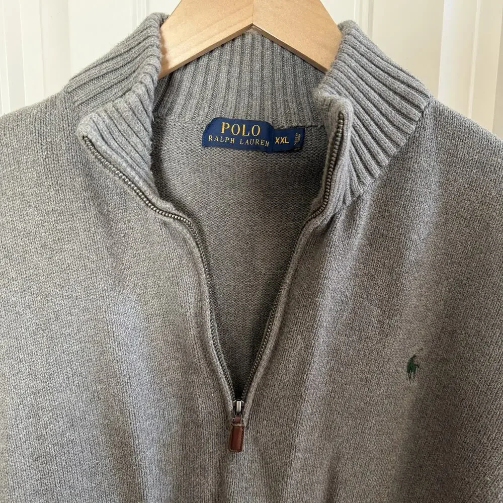 Polo Ralph Lauren Men's Gray Quarter Zip Pullover Sweater Size XXL